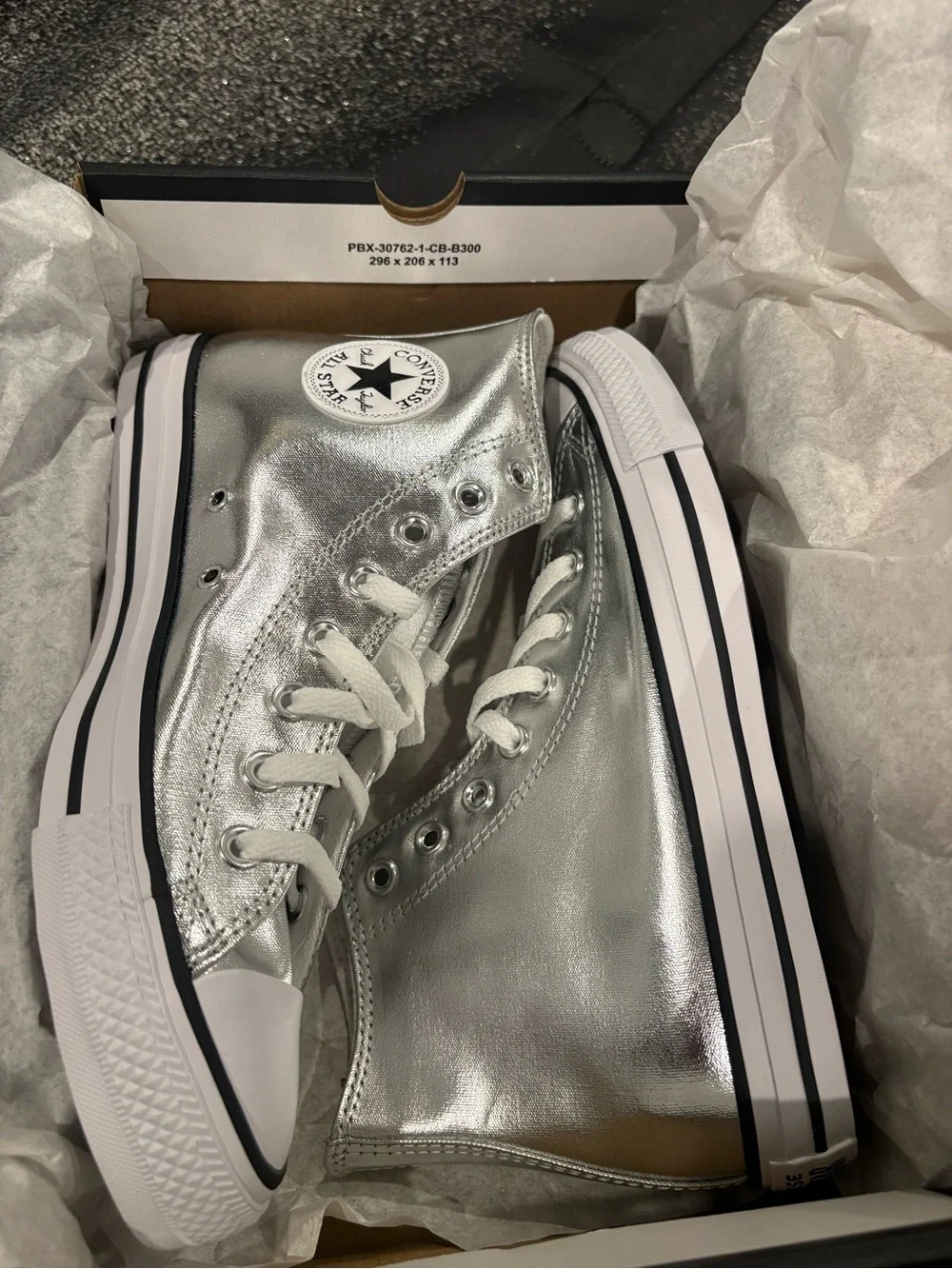 Converse Unisex Silver Metallic Chuck Taylor All Star High Top Sneakers